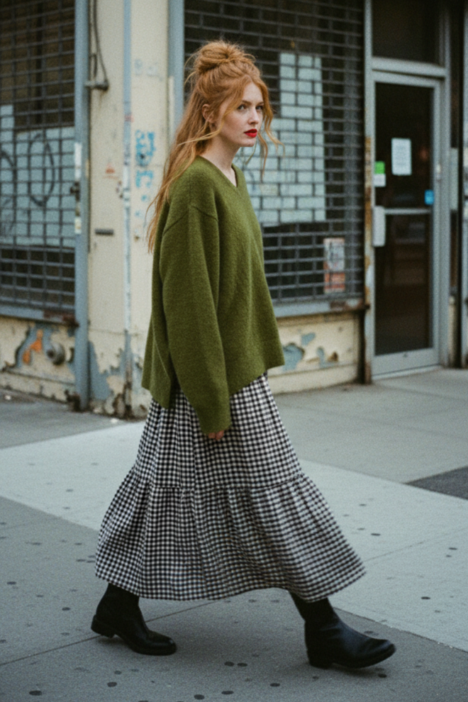 Gingham Tiered Skirt