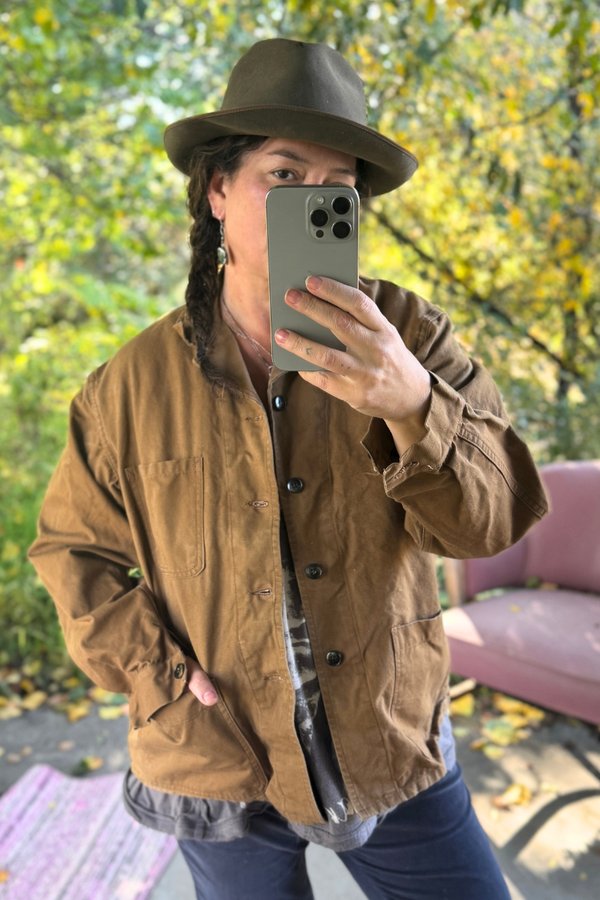 Chestnut Brown Vintage French Workwear Jacket
