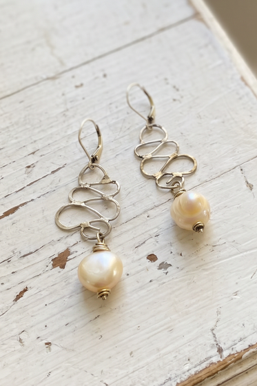 Intricate Freshwater Pearl Earrings