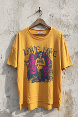 Distressed Tee with "Love Love" Type & Mermaid Graphic
