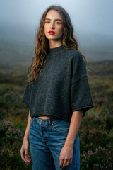 Marled Knit Mock Sweater