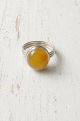 Irregular Circle Yellow Opal Ring