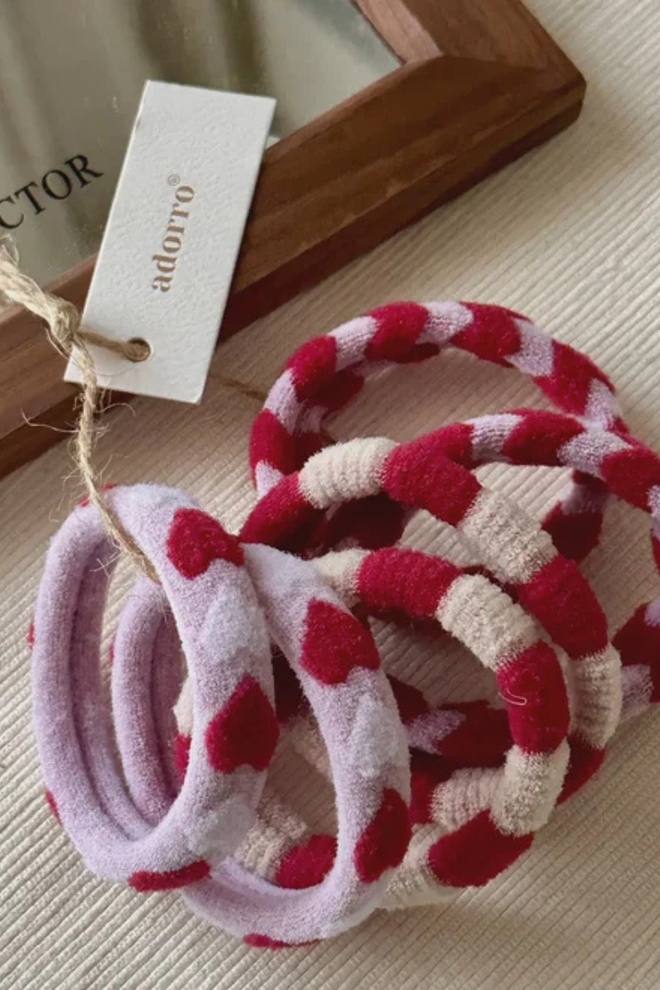 Valentine's Day Seamless Hair Ties (Set of 6)