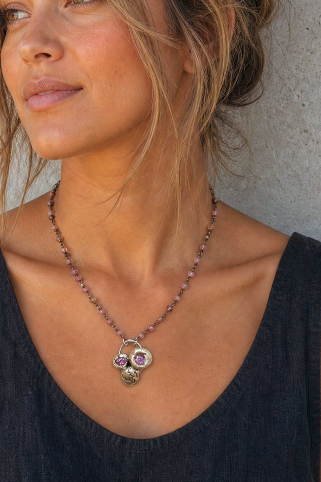 Raw Diamond + Sapphire Necklace