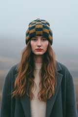 Checkered Contrast Color Warm Knit Beanie