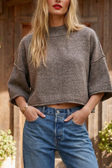Marled Knit Mock Sweater