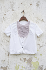 French Gingham Bib Blouse