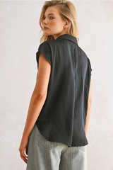 Button Down Cap Sleeve Shirts