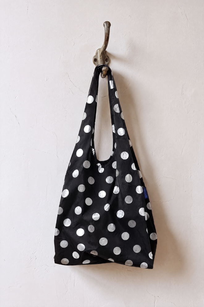 Standard Baggu Silver Metallic Polka Dot