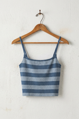 Knit Striped Seamless Cami Strap Reversible Top