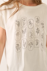 Floral Motif Garment Washed Graphic Tee