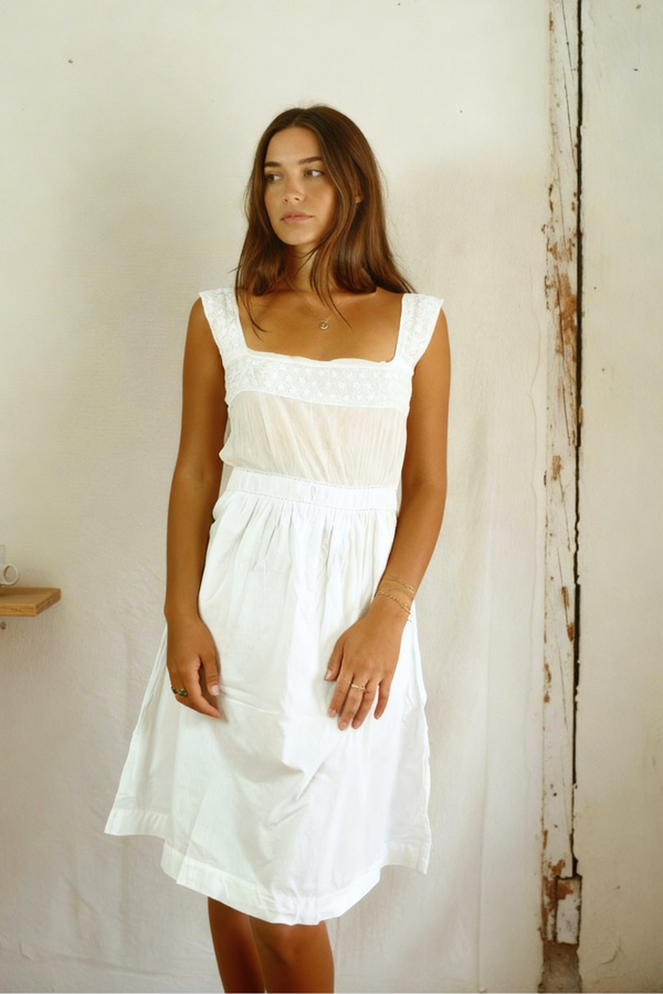 Antique French Cotton & Lace Chemise Dress