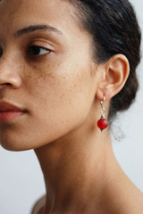 Red African Glass Bead Earring