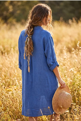 3 Button Linen Dress