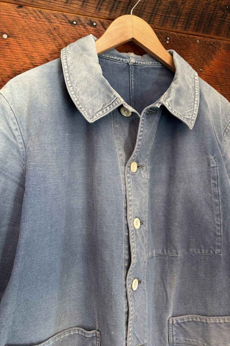 Unisex Rare Light Indigo Vintage French Workwear Jacket