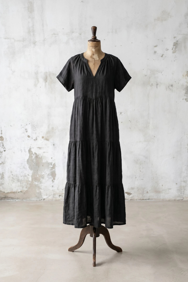 Tiered Linen Dress