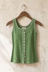 Ribbed Cotton Trim Tank