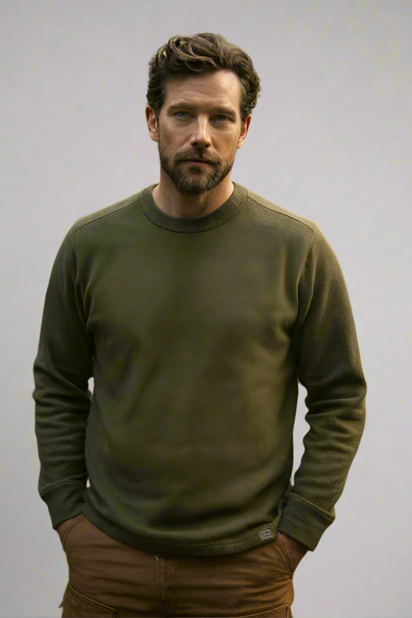 Waffle Knit Thermal Crewneck Top
