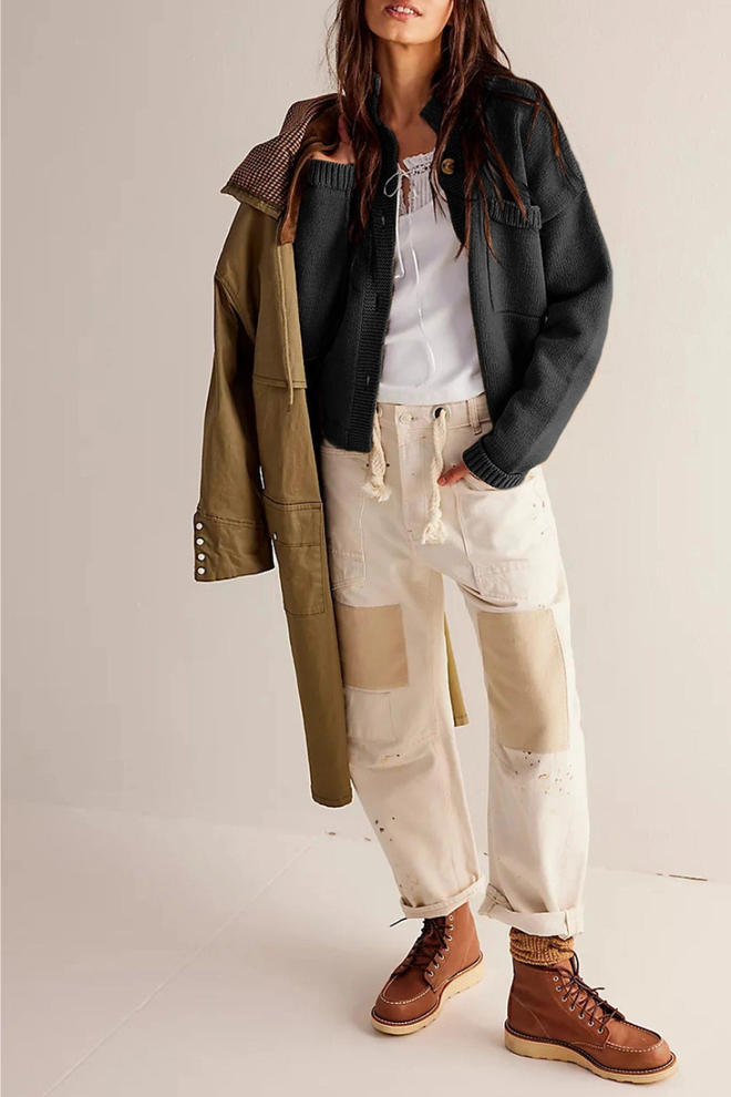 Stand Collar Button Cardigan