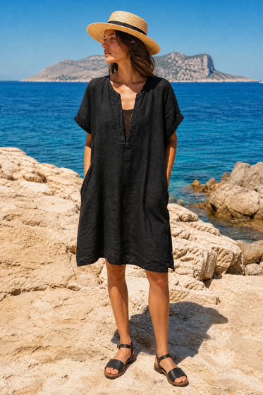 Dress with Mesh Neckline