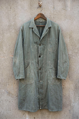 Vintage French Workwear Coat – Faded Slate Blue