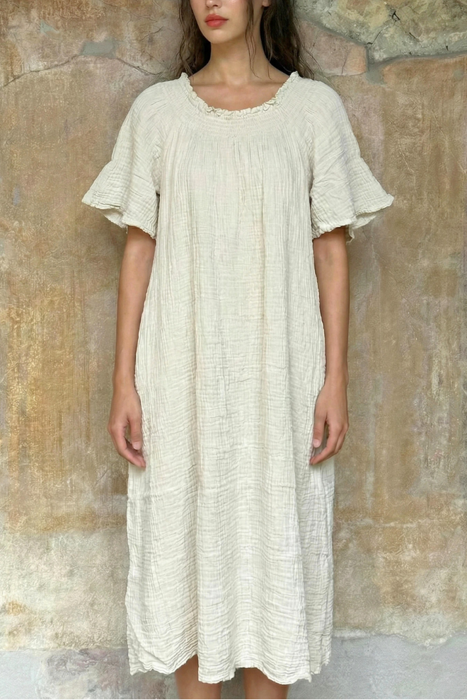 Rising International- Cotton Crinkle Double Stitch Dress – Studio Opal Boutique