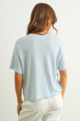 Stripe Slub Short Sleeve Top