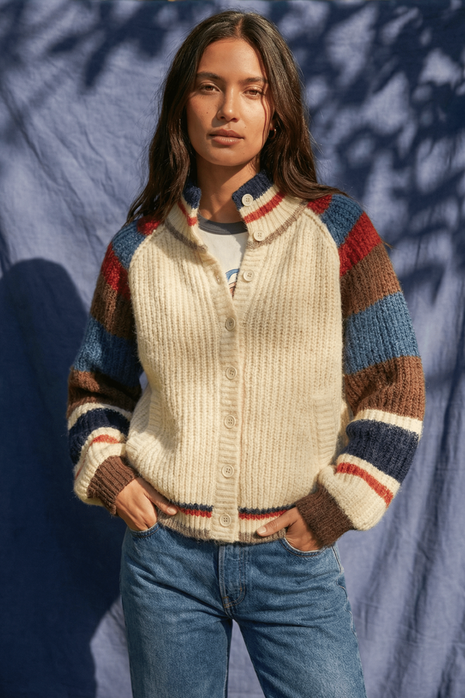 Chunky Rib-Knit Faux Fur Lined Cardigan