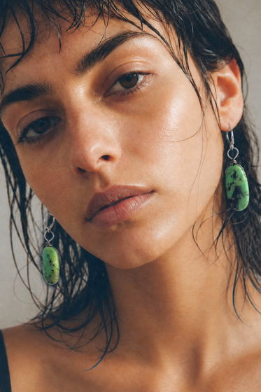 Green Oval Turquoise Earring