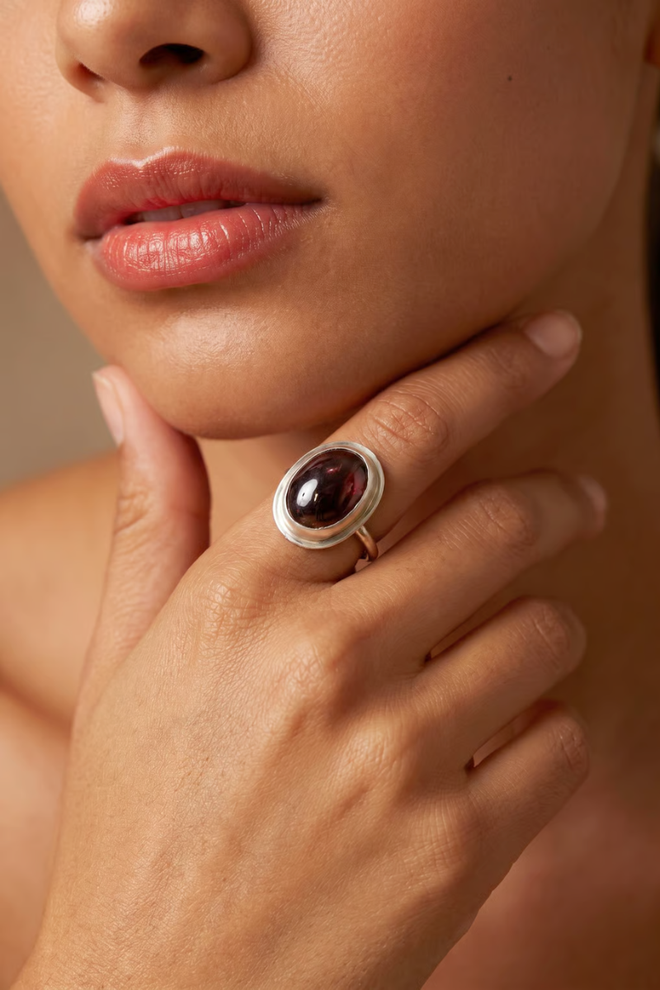 Oval Black Opal Ring
