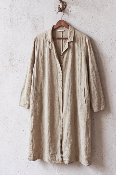 Soft Notched Collared  Woven Duster Coat