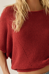 Pointelle Ribbed Knit Sweater