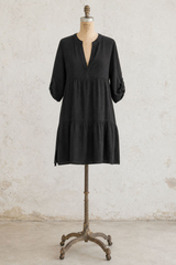 Tiered Short Linen Dress
