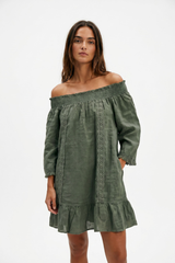 Off Shoulder Linen Dress
