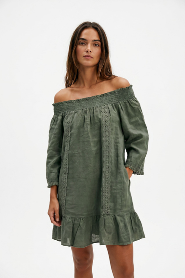 Off Shoulder Linen Dress