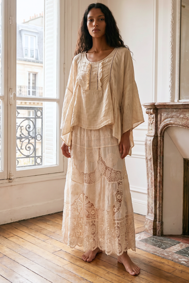Eyelet Lace Maxi Skirt