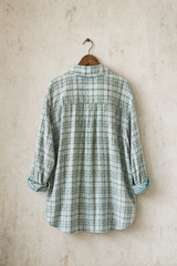 Gauze Plaid Oversized Button-Down Shirt