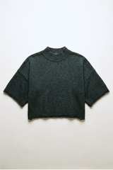 Marled Knit Mock Sweater