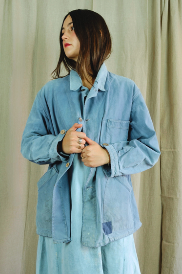 Unisex Vintage French Workwear Jacket  Angled Pocket Edition