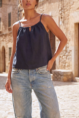 Peephole Linen Tank