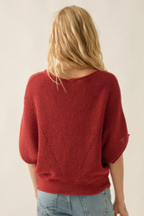 Pointelle Ribbed Knit Sweater