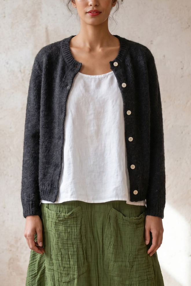Round Neck Cardigan