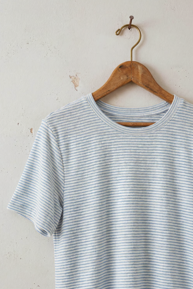 Stripe Slub Short Sleeve Top