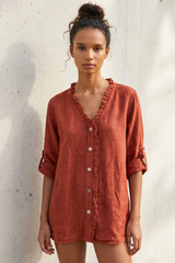 Ruffle Linen Shirt