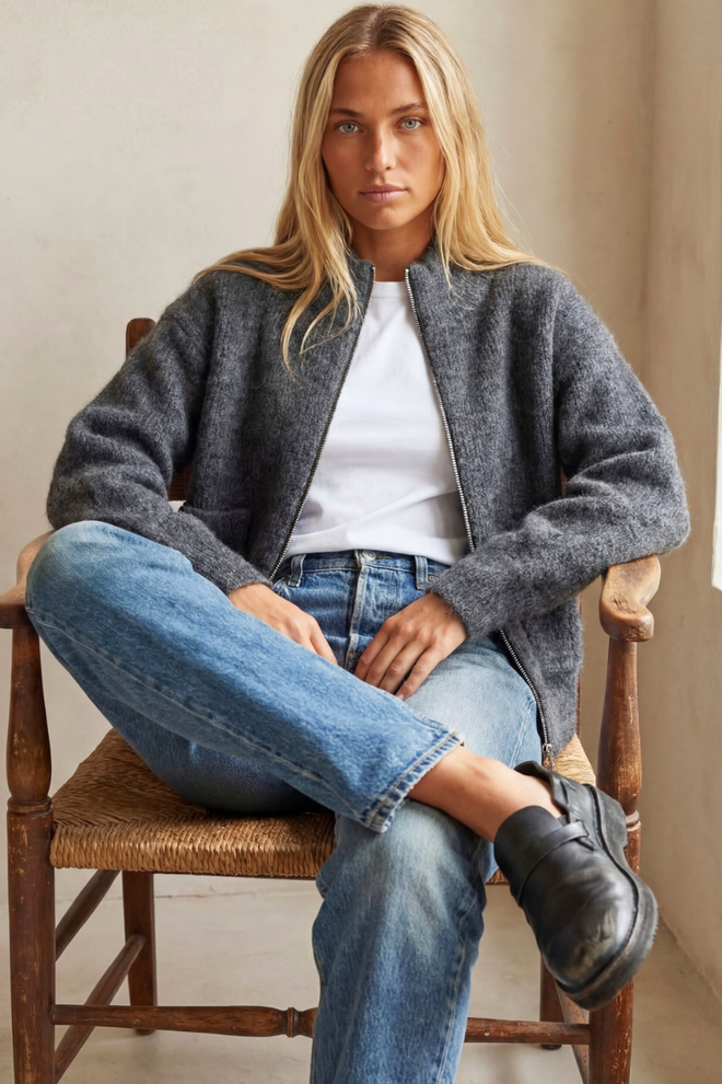 Alpaca Zip Front Jacket