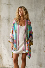 Aqua Floral Kimono
