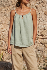 Peephole Linen Tank