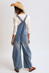 Western Wide Leg Denim Overalls