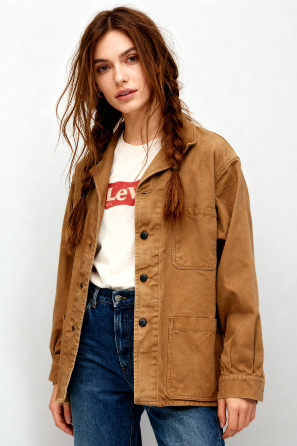 Chestnut Brown Vintage French Workwear Jacket