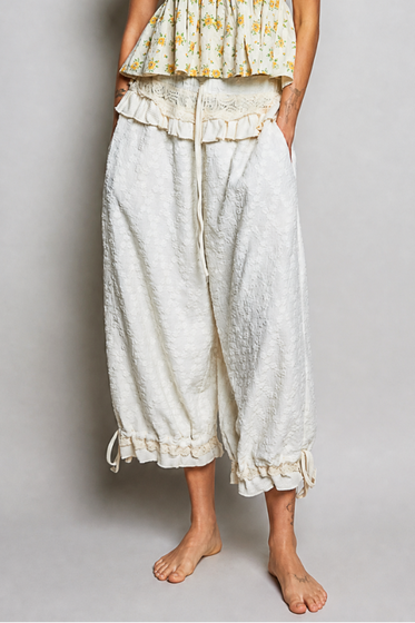 High-Rise Lace Ruffle Jogger